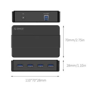 هاب ۴ پورت USB۳.۰ با آداپتور ORICO H۴۹۲۸-U۳-V۱